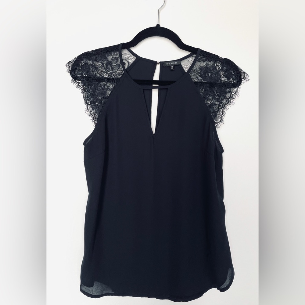 Dynamite lace black guipure top or blouse,  size S
